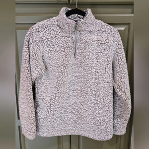 Pullover sweater faux sherpa